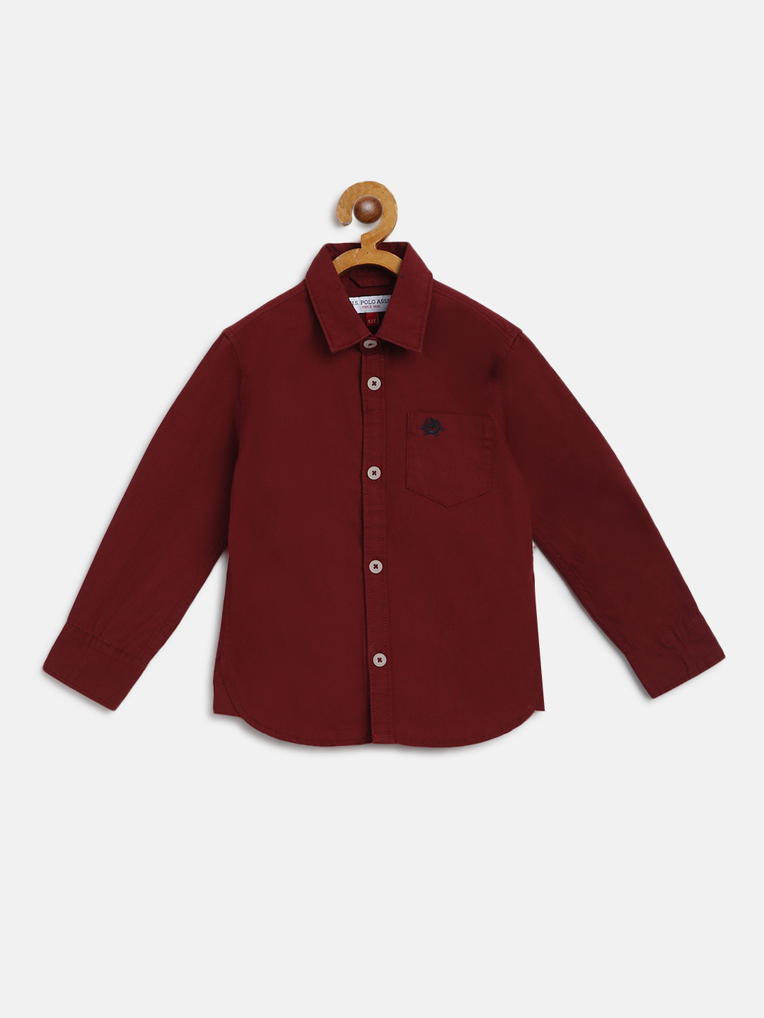 

U S Polo Assn Kids Boys Maroon Solid Cotton Casual Shirt