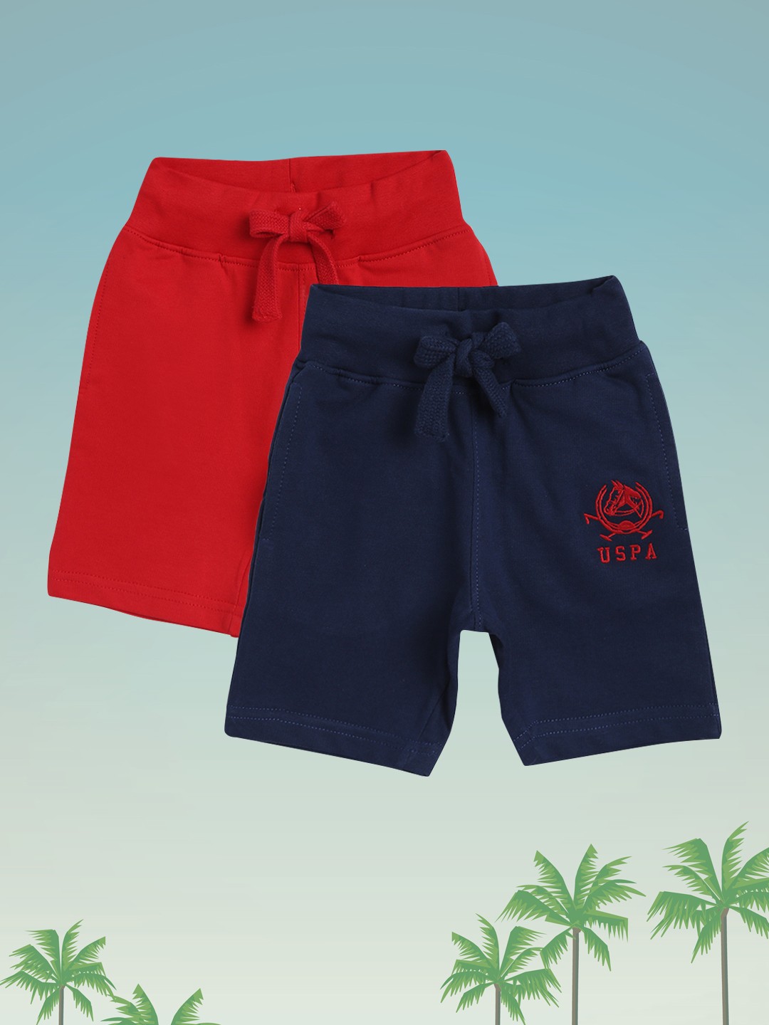 

U S Polo Assn Kids Boys Pack of 2 Assorted Cotton Regular Shorts