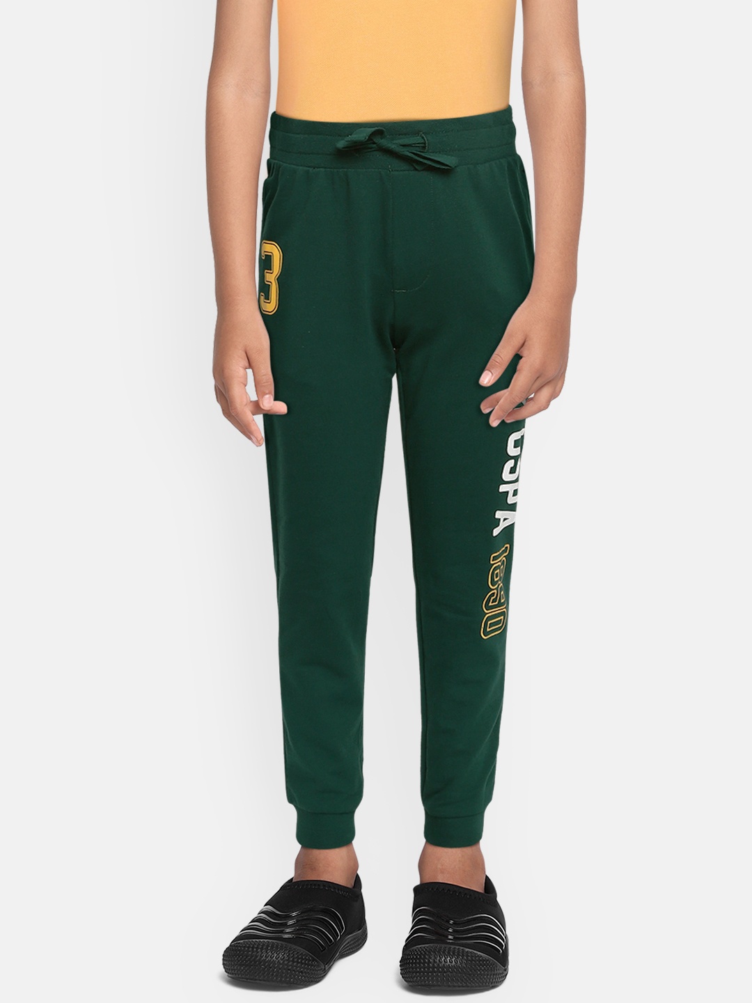 

U.S. Polo Assn. Kids Boys Green Straight-Fit Printed Pure Cotton Joggers