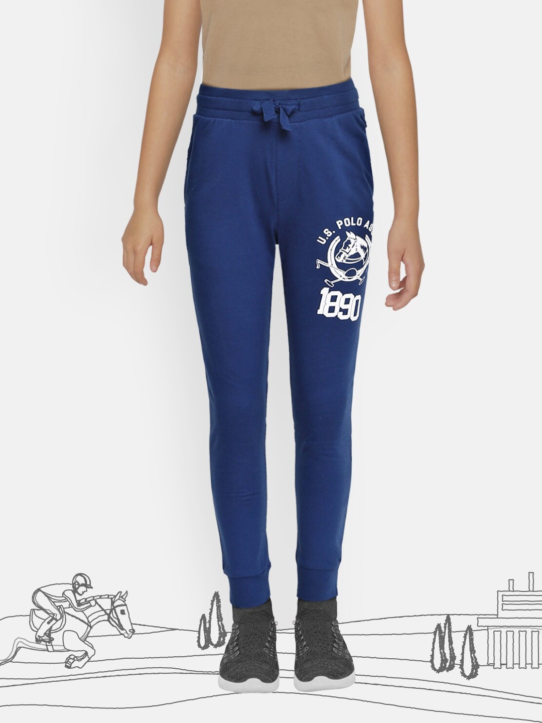 

U.S. Polo Assn. Kids Boys Navy Blue Solid Pure Cotton Regular Fit Joggers