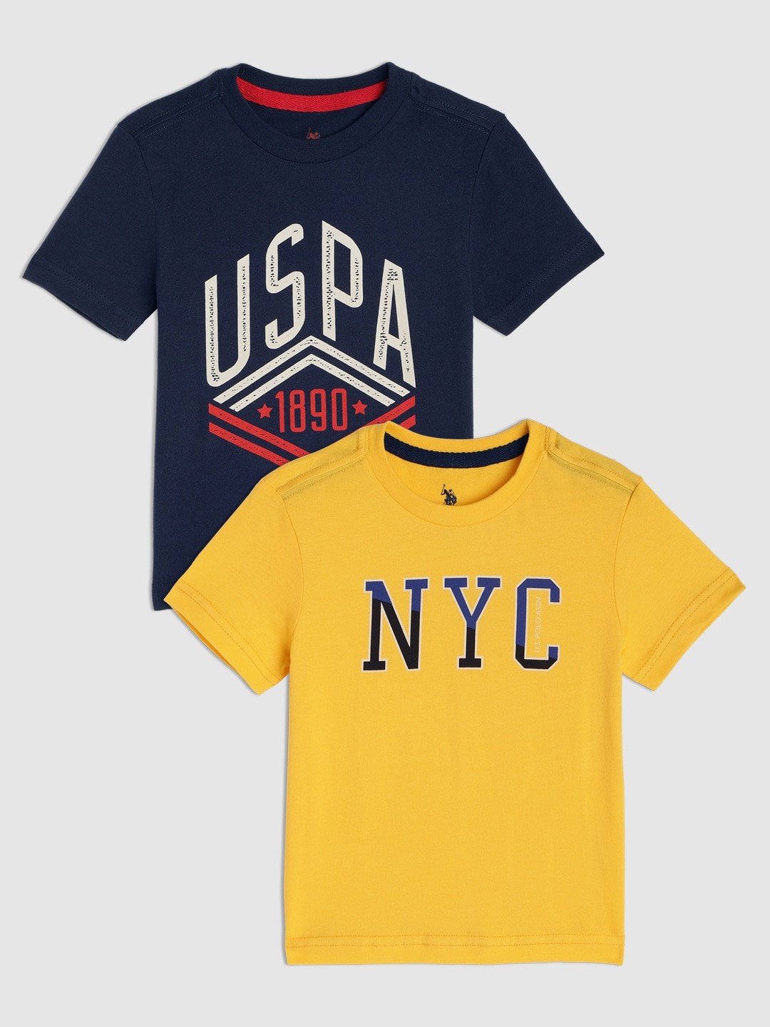 

U.S. Polo Assn. Kids Boys Assorted Pack of 2 Printed Pure Cotton T-shirts