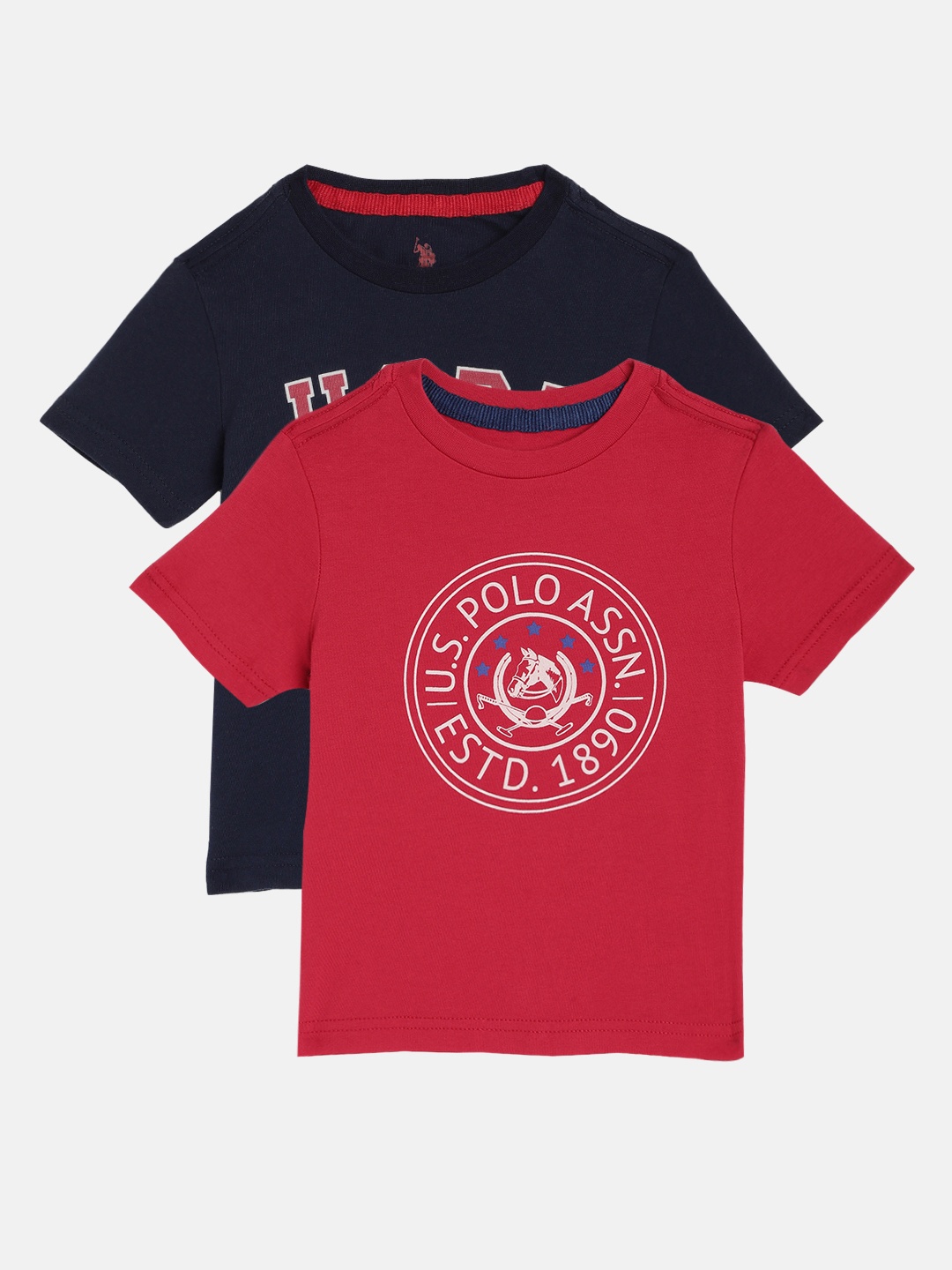 

U S Polo Assn Kids Boys Assorted Pack of 2 Pure Cotton Printed Pure Cotton T-shirts