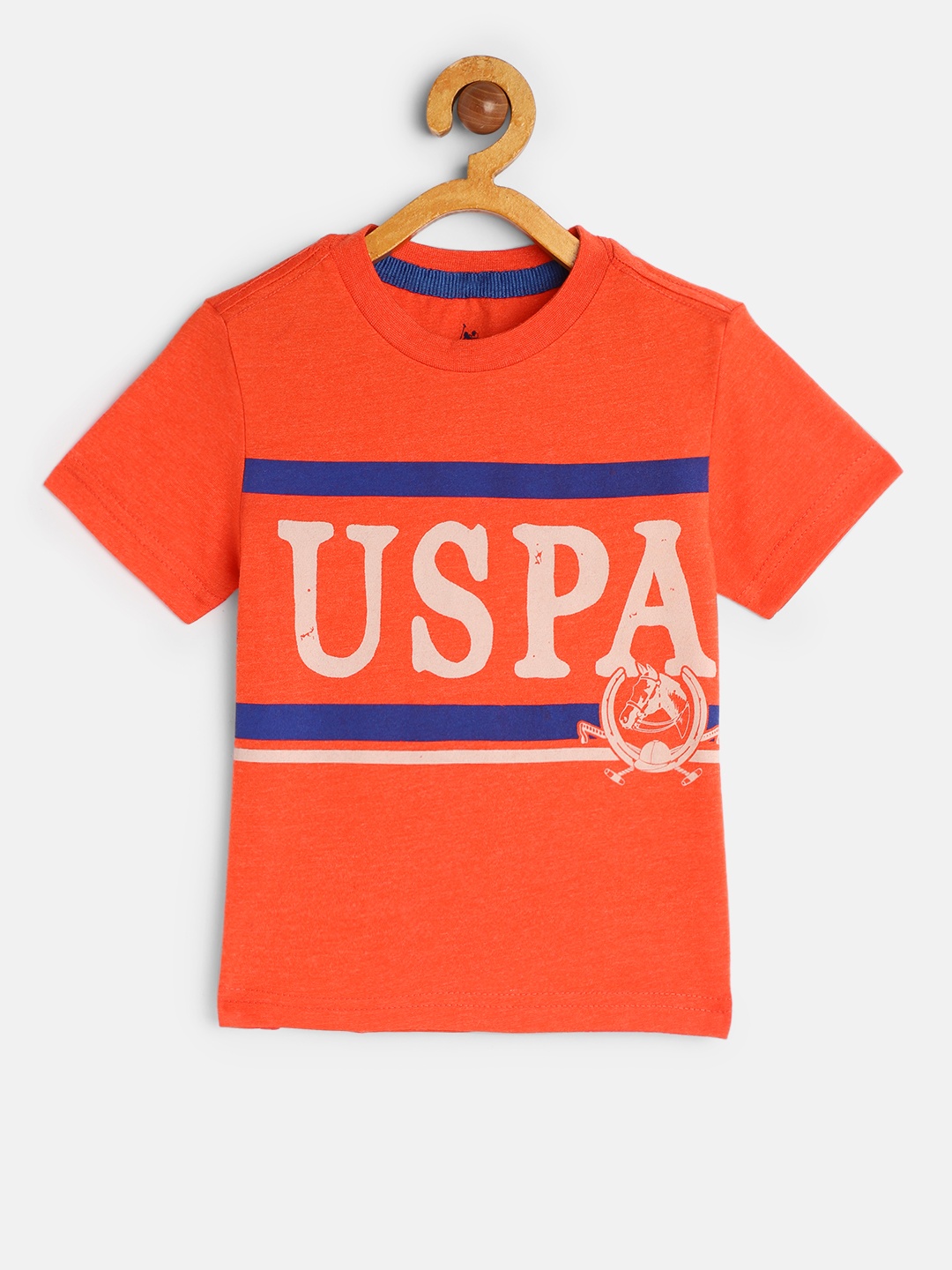 

U.S. Polo Assn. Kids Boys Coral Red Brand Logo Printed T-shirt