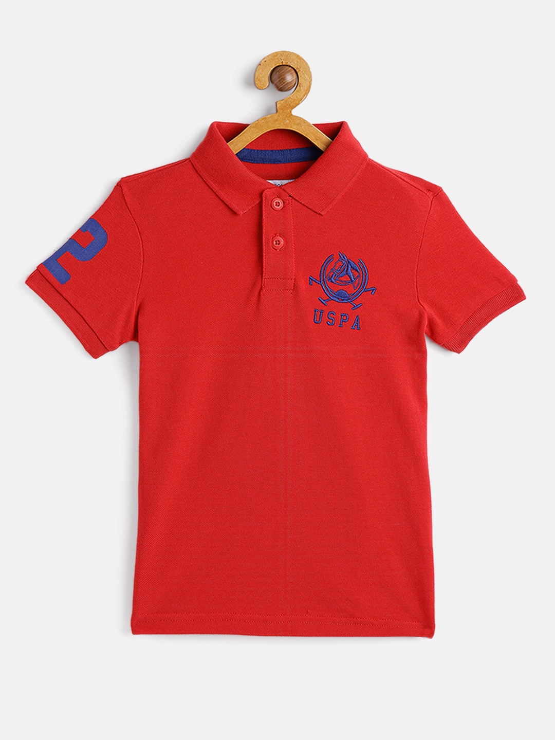 

U.S. Polo Assn. Kids Boys Red Brand Logo Embroidered Polo Collar Pure Cotton T-shirt