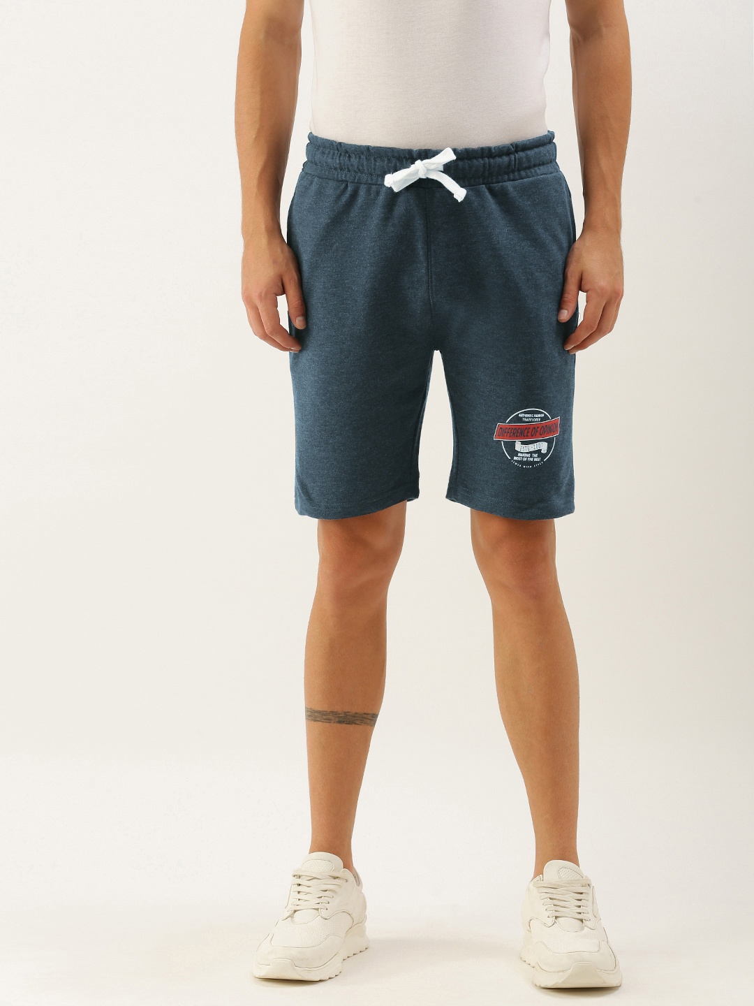 

Difference of Opinion Men Blue Brand Logo Printed Mid-Rise Regular Shorts