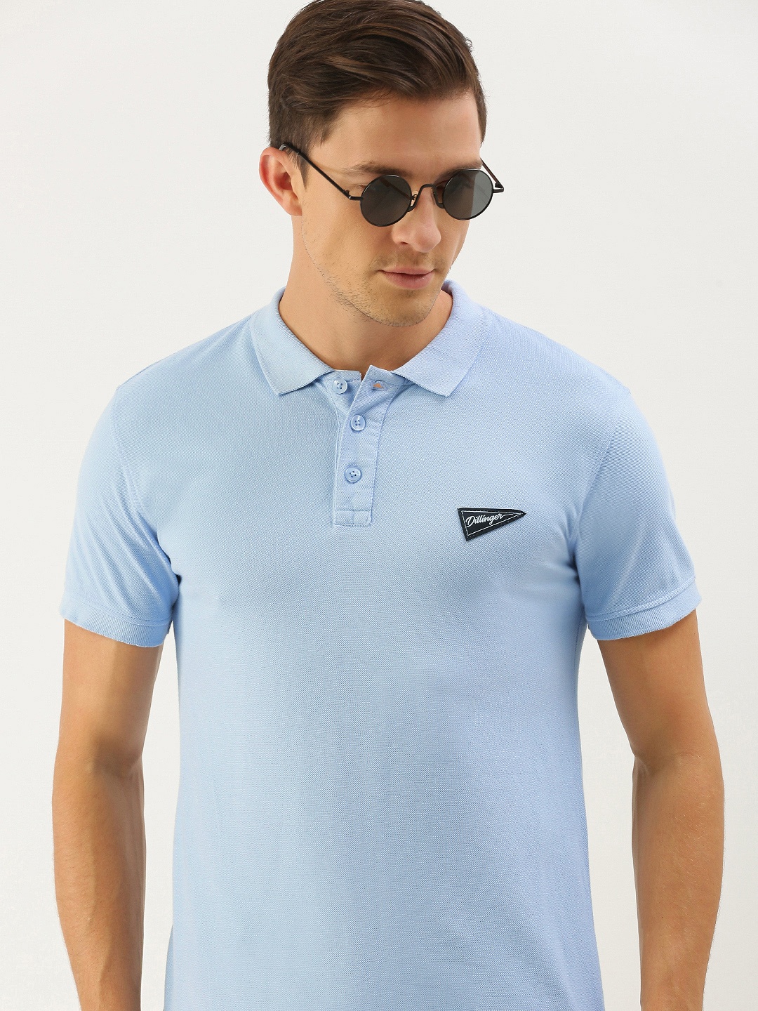 

DILLINGER Men Blue Polo Collar Pure Cotton T-shirt