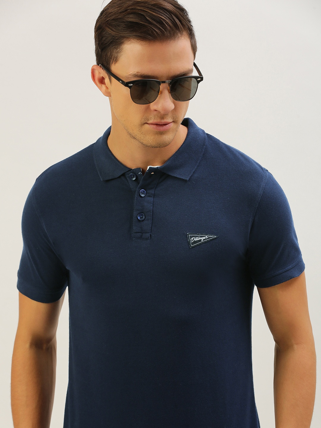 

DILLINGER Men Navy Blue Polo Collar Pure Cotton T-shirt