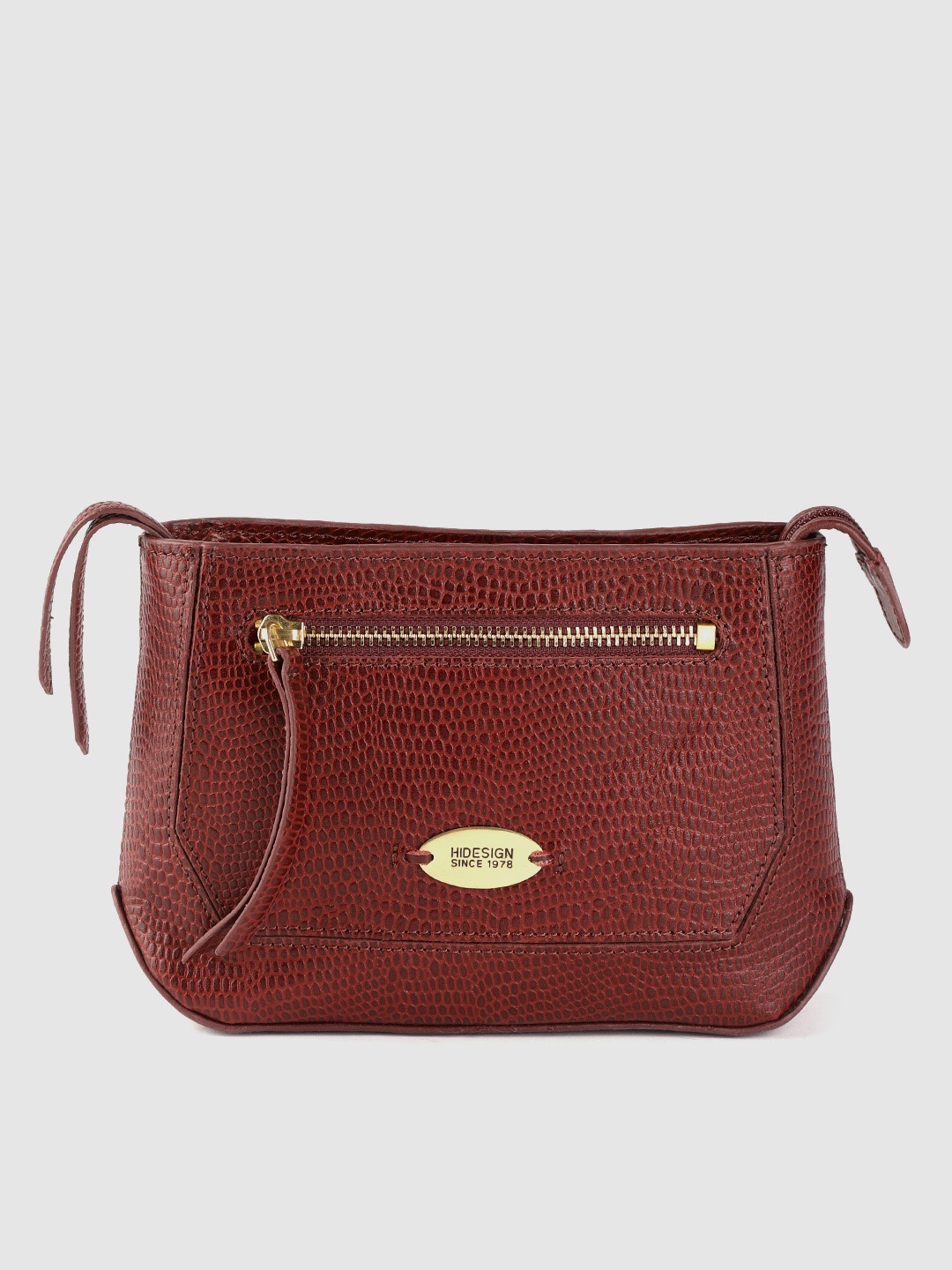 

Hidesign Maroon Reptile Textured Leather Handcrafted Purse