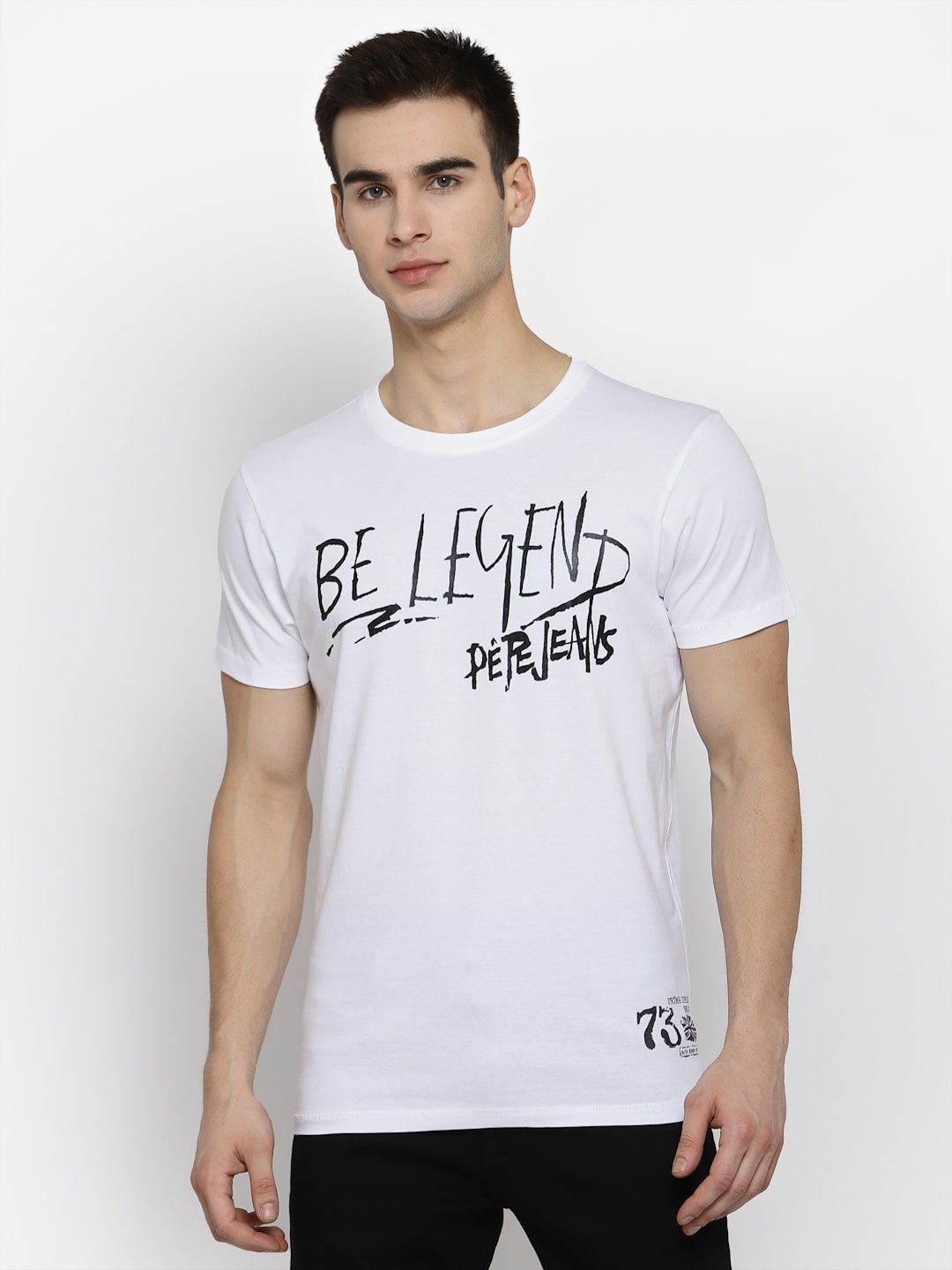 

Pepe Jeans Men White Printed Round Neck Pure Cotton T-shirt
