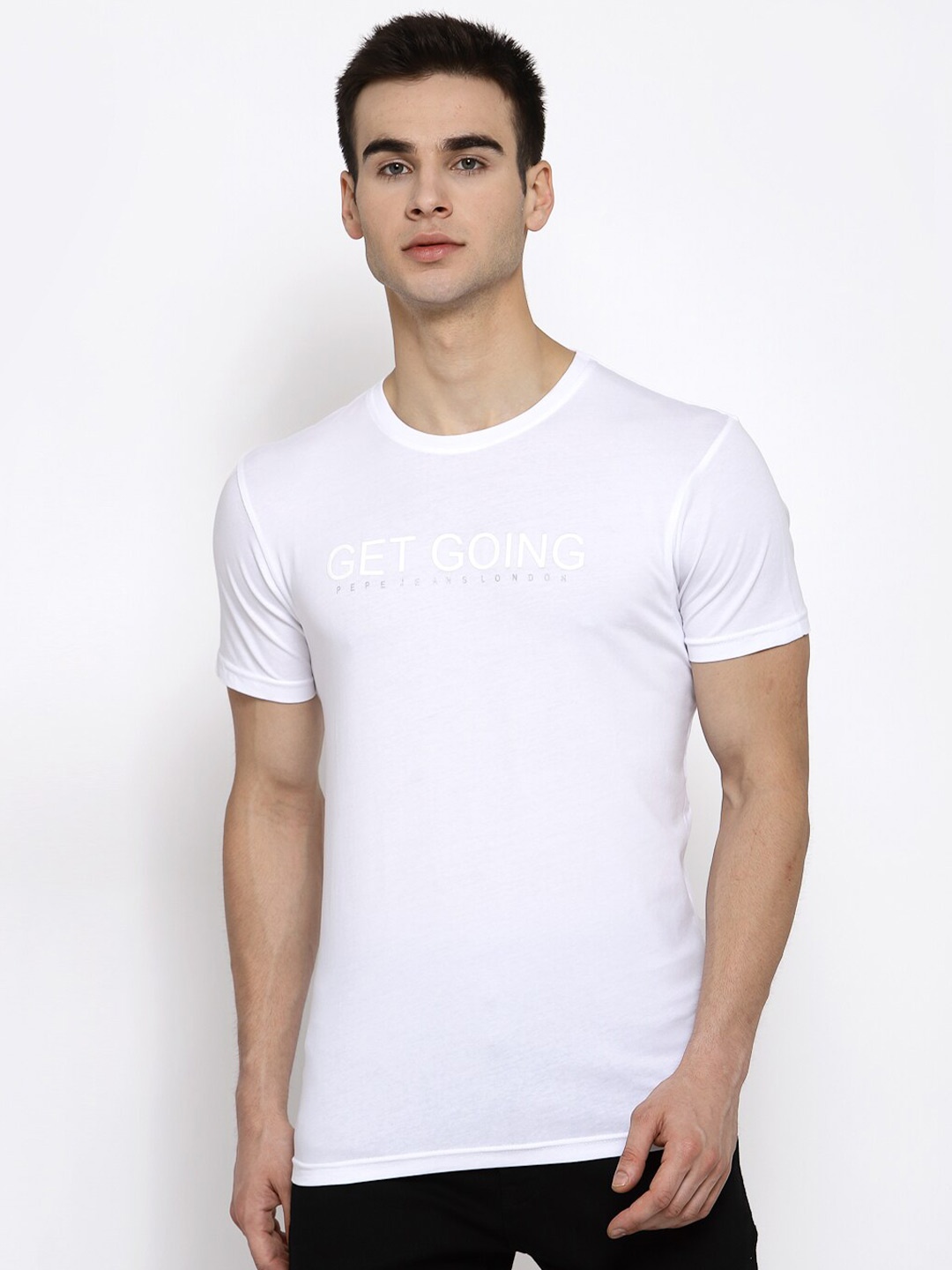

Pepe Jeans Men White Printed Round Neck T-shirt