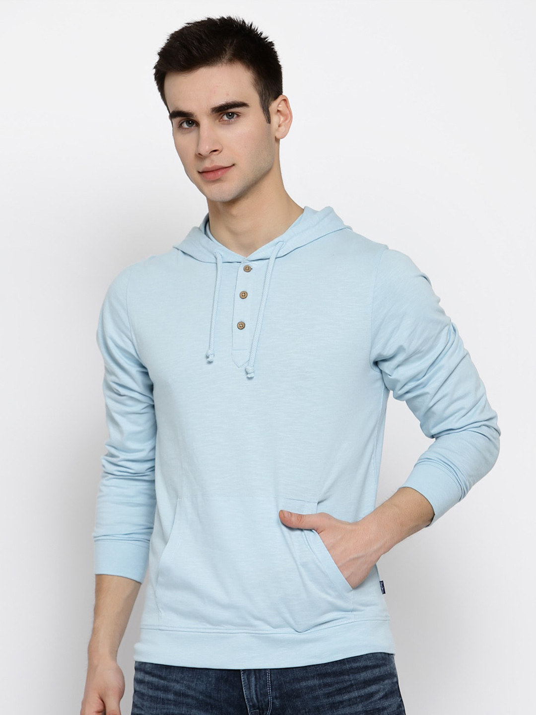 

Pepe Jeans Men Blue Solid Pure Cotton Hood Pure Cotton T-shirt