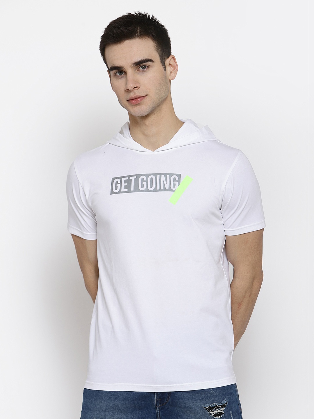 

Pepe Jeans Men White Printed Hood T-shirt