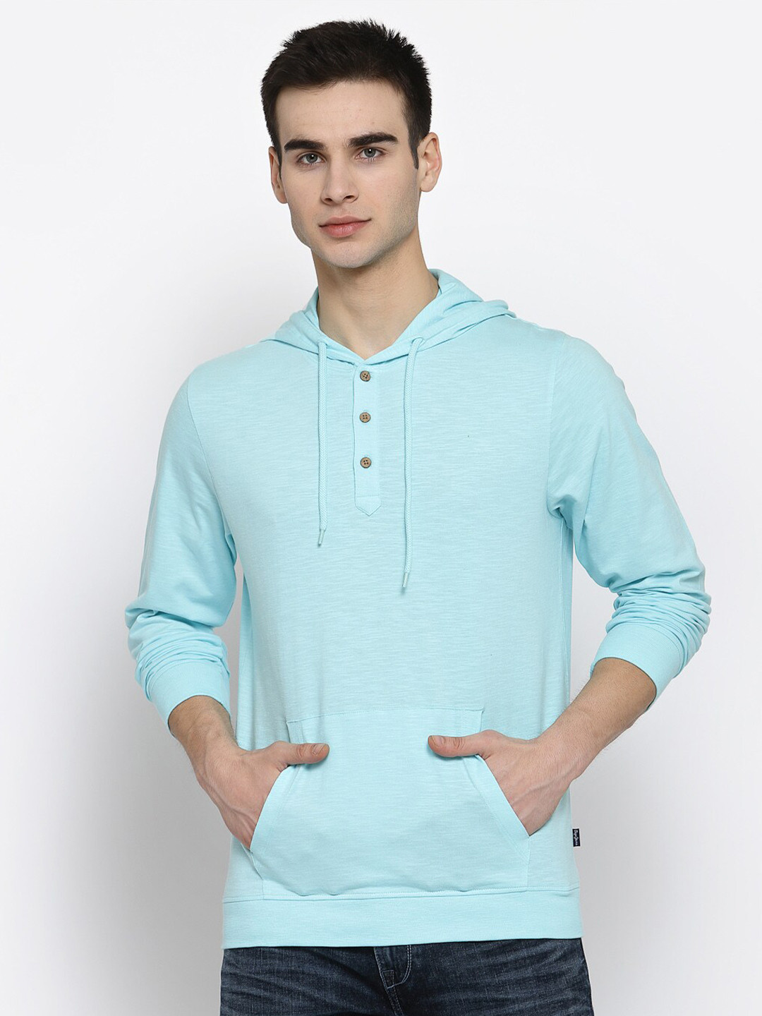 

Pepe Jeans Men Blue Solid Pure Cotton Hood Pure Cotton T-shirt
