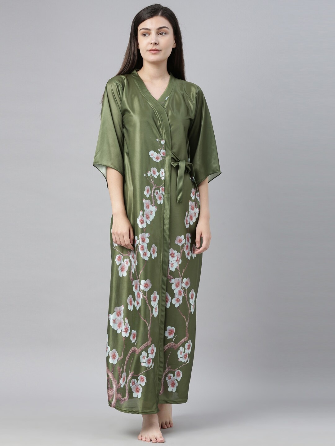 

Bailey sells Olive Green & Blue Printed Satin Nightdress