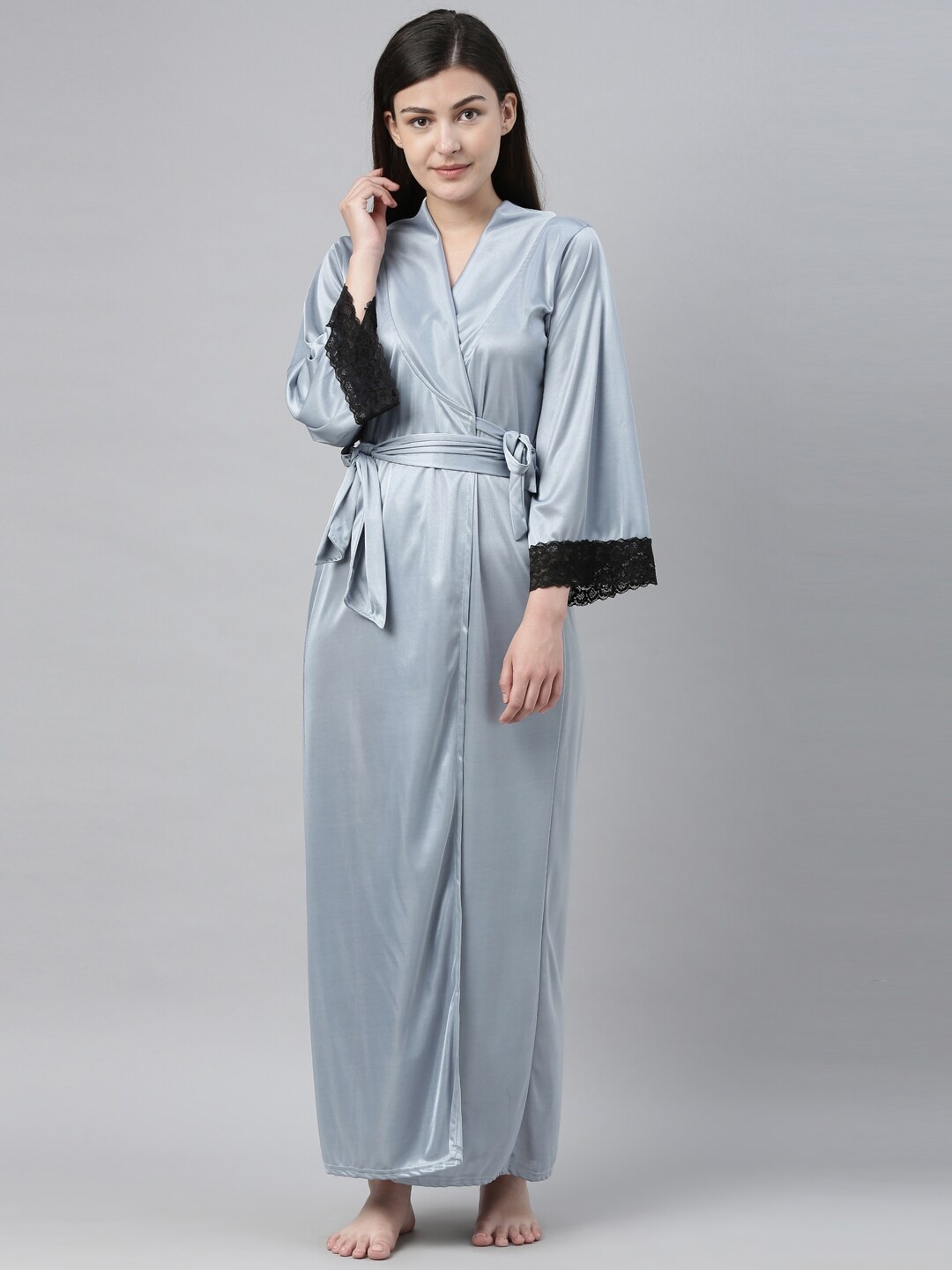

Bailey sells Grey & Black Solid Japanese Satin Nightdress