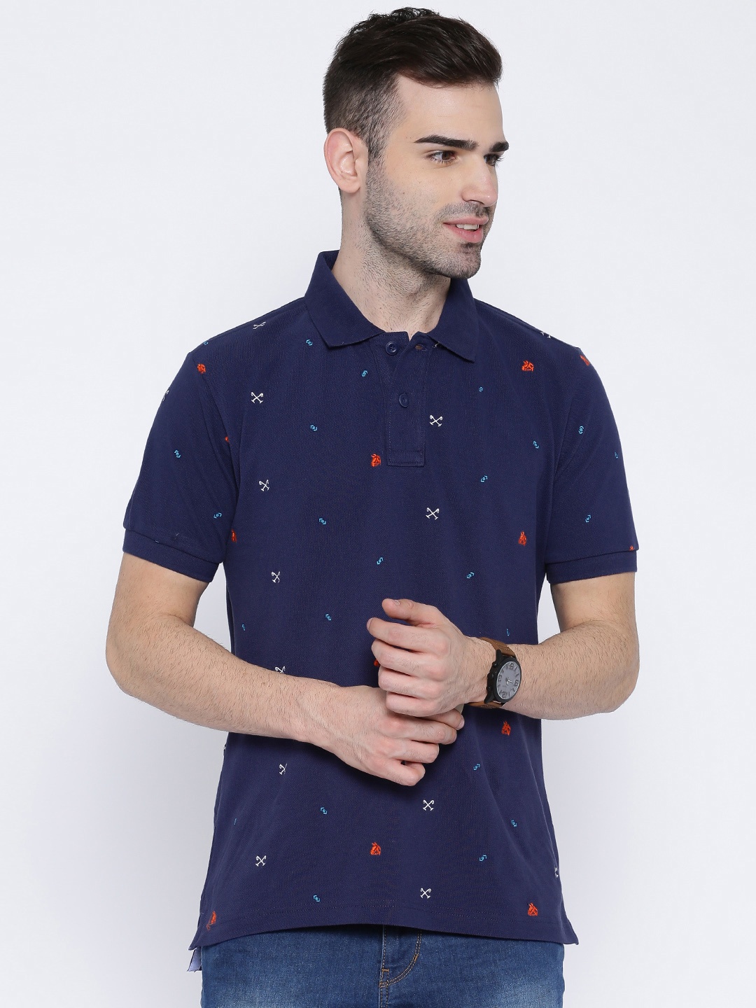 

U.S. Polo Assn. Navy Embroidered Polo Pure Cotton T-shirt, Navy blue