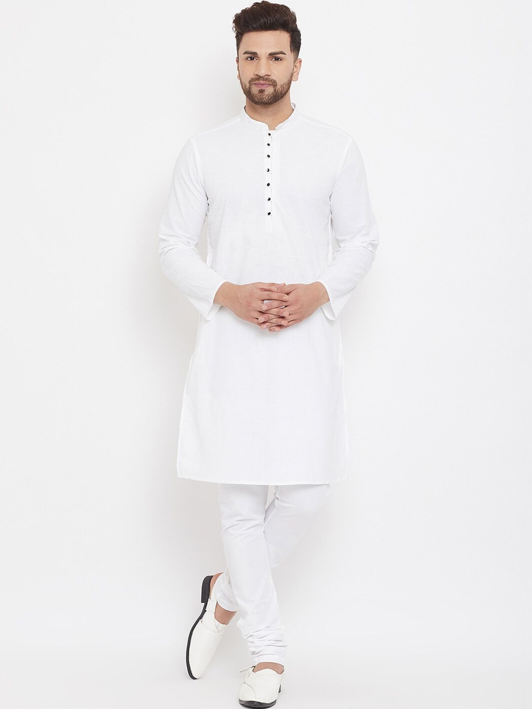 

even Men White Solid Pure Cotton Straight Kurta