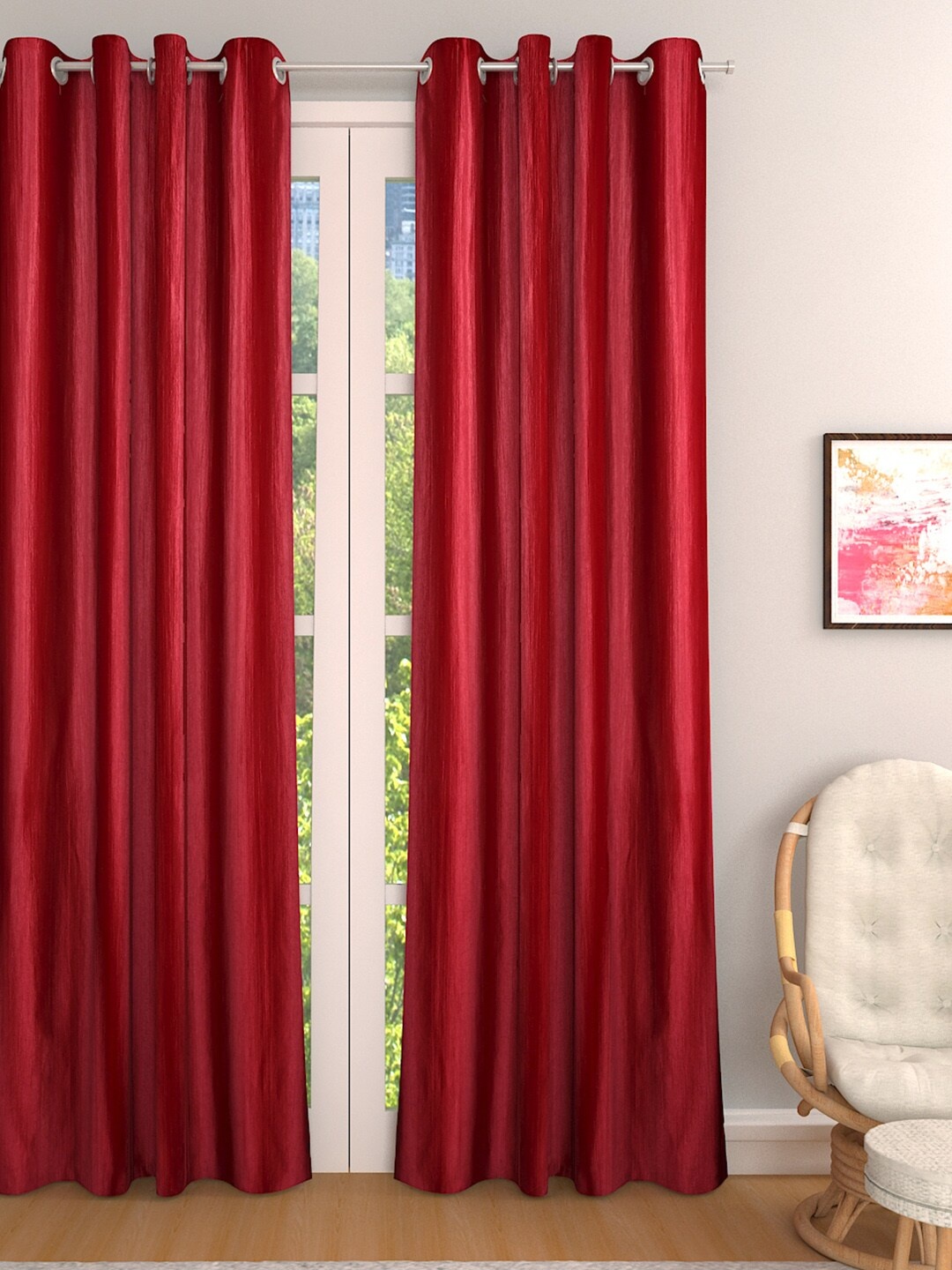

ROMEE Red Single Room Darkening Long Door Curtain