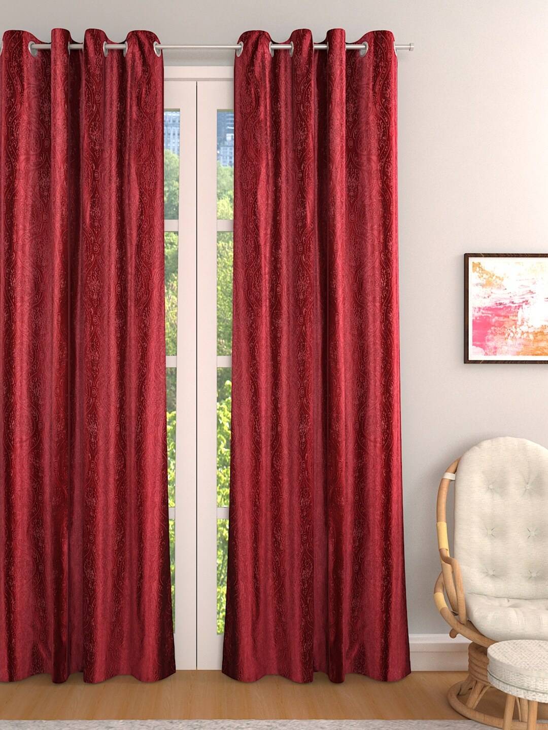 

ROMEE Maroon Single Room Darkening Curtain