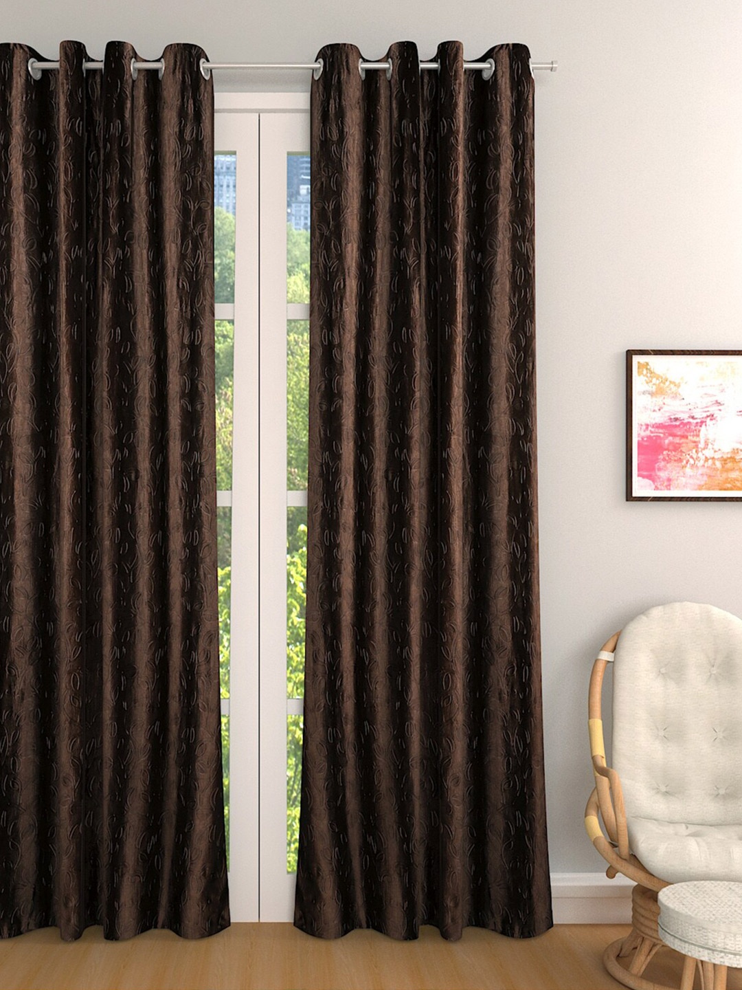 

ROMEE Coffee Brown Single Room Darkening Door Curtain