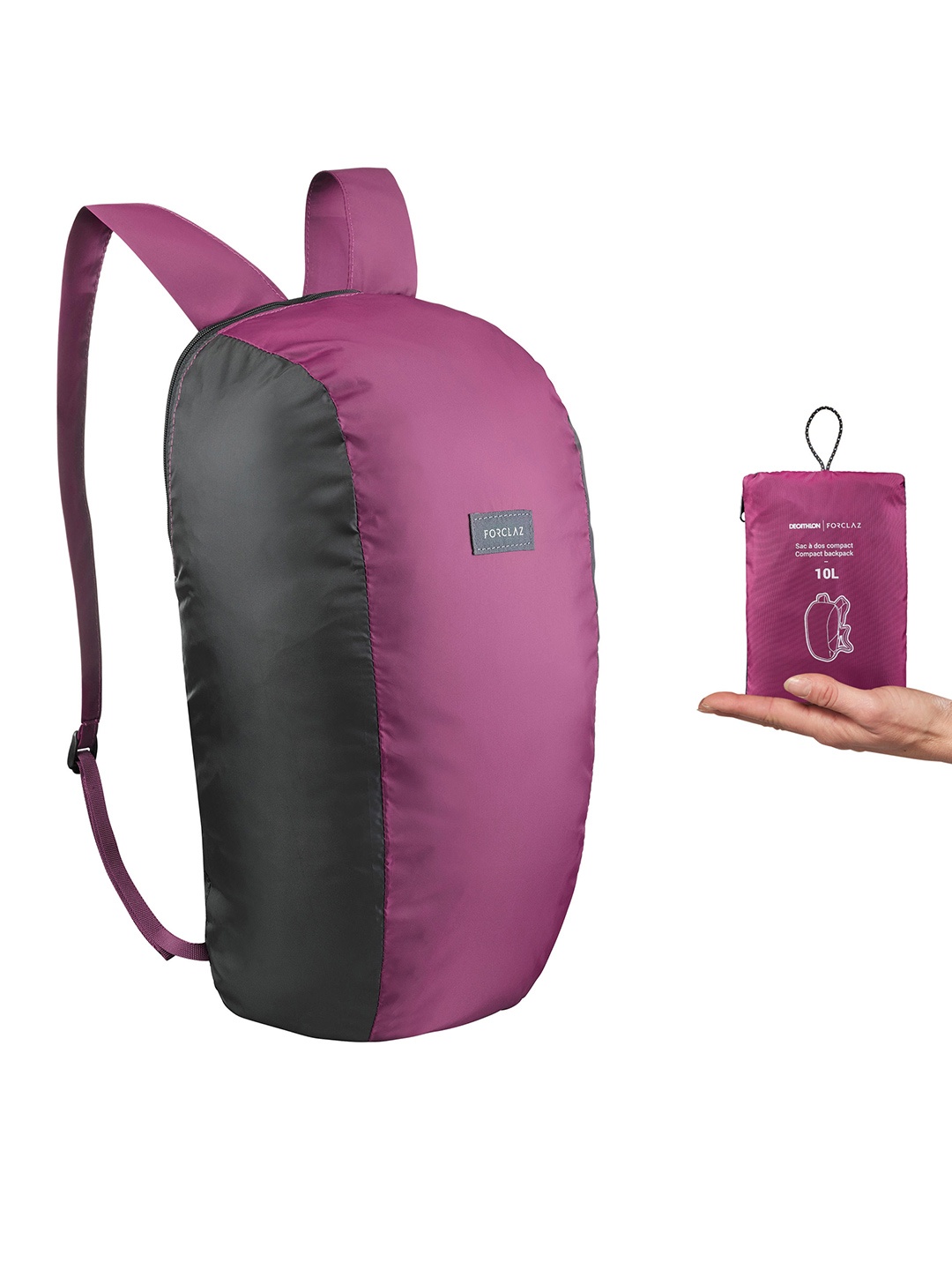 

FORCLAZ By Decathlon Unisex Purple & Black Colourblocked Backpacks
