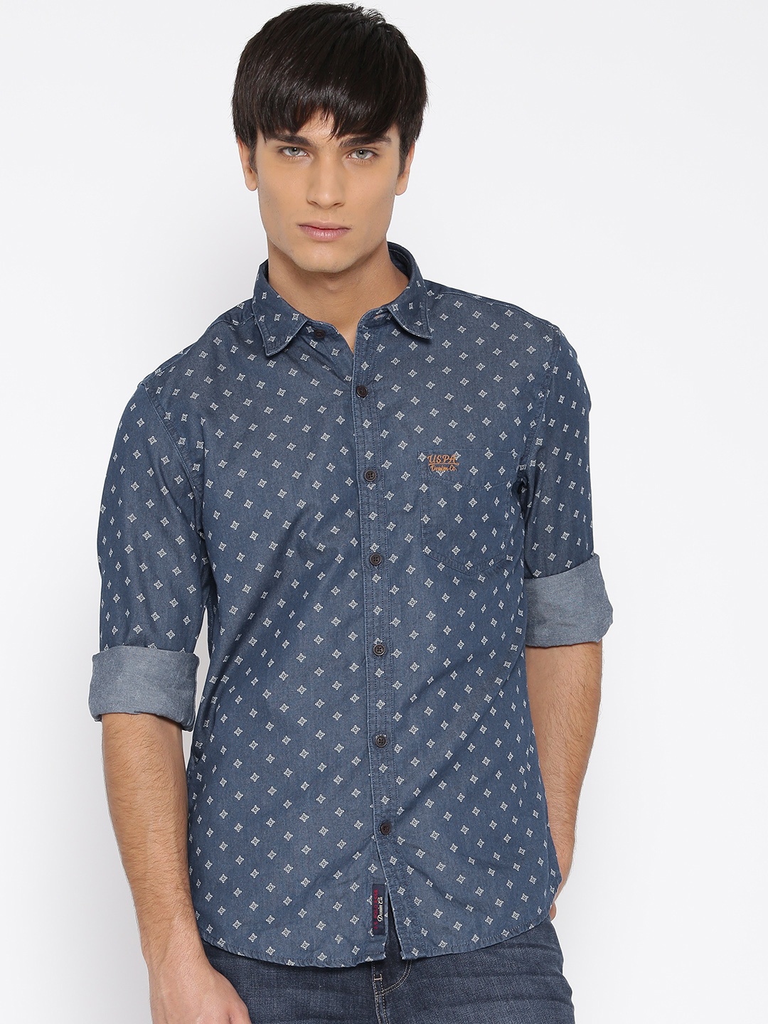 

U.S. Polo Assn. Blue Printed Casual Shirt