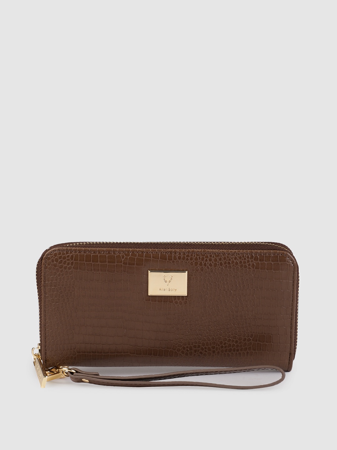 

Allen Solly Women Brown Textured Zip Around Wallet with Wrist Loop