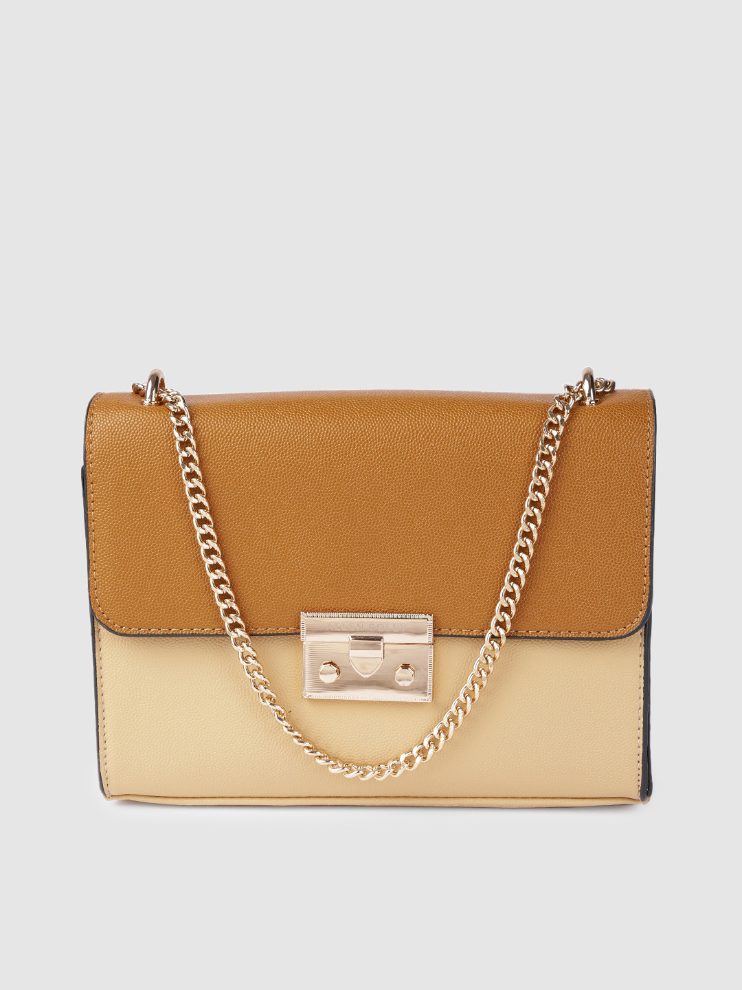 

Allen Solly Brown & Beige Colourblocked Structured Sling Bag