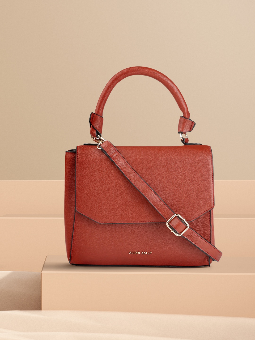 

Allen Solly Rust Red Structured Satchel Bag
