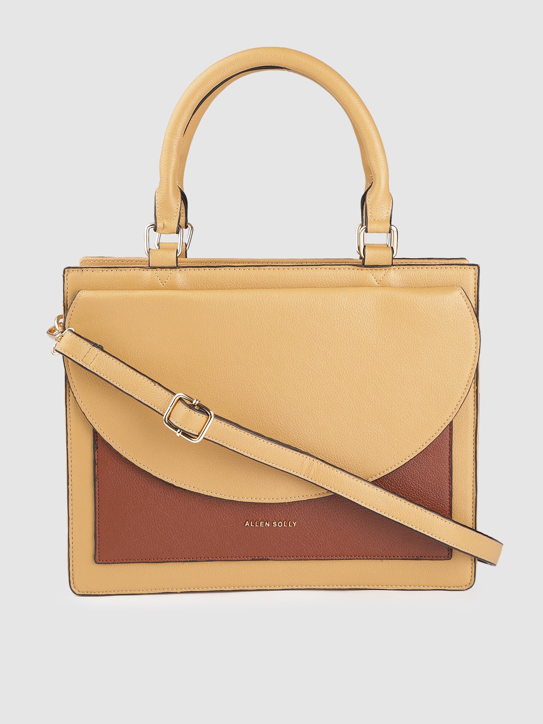 

Allen Solly Women Beige & Brown Colourblocked Structured Handheld Bag