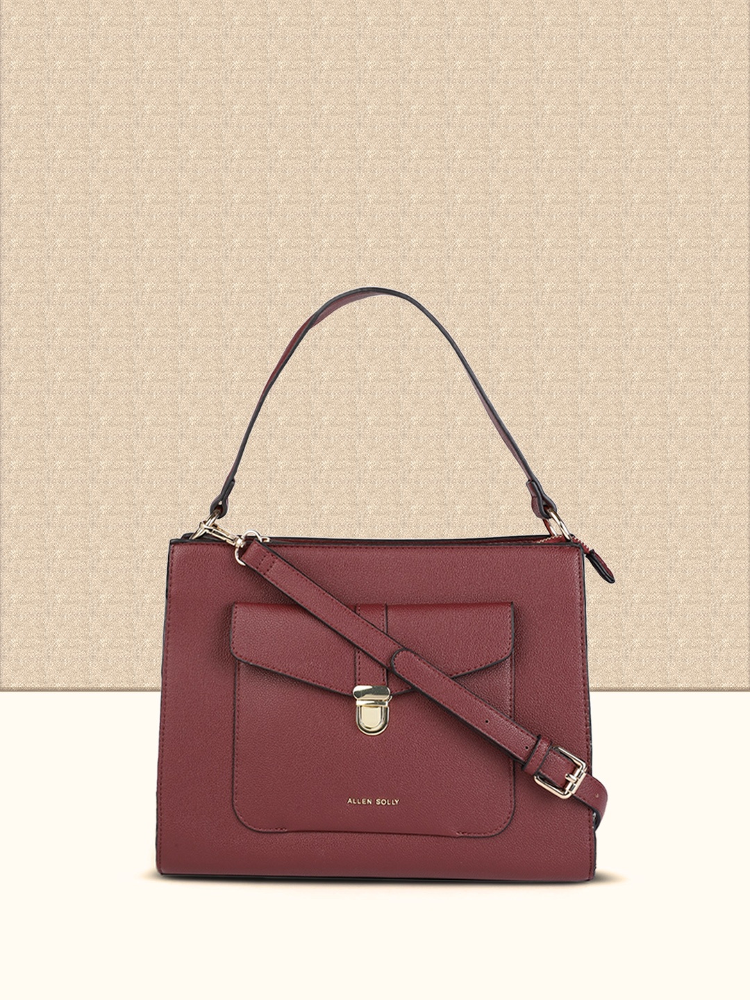 

Allen Solly Maroon Structured Handheld Bag