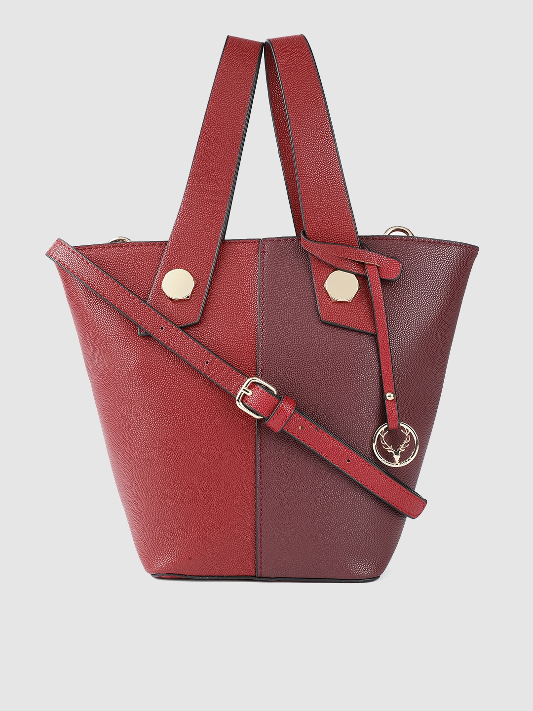 

Allen Solly Red Colourblocked Structured Handheld Bag