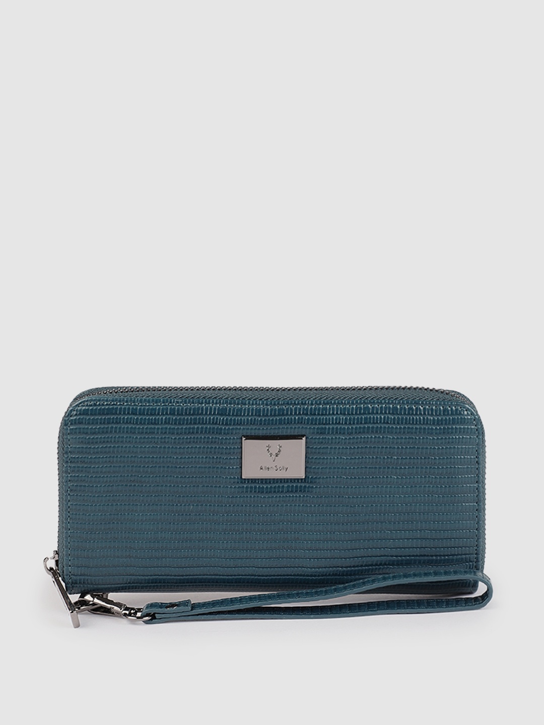 

Allen Solly Women Teal Textured Zip Around Wallet with Wrist Loop