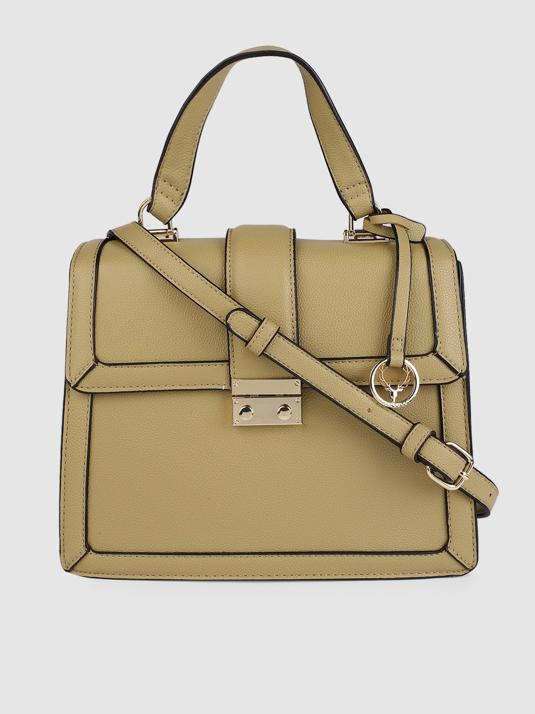 

Allen Solly Olive Green Solid Structured Satchel