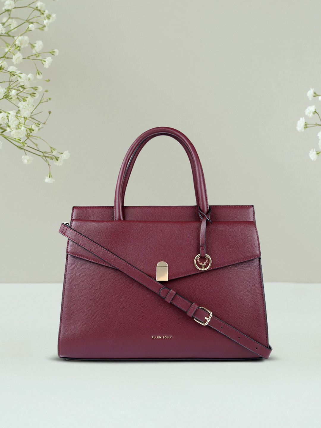 

Allen Solly Burgundy Structured Handheld Bag