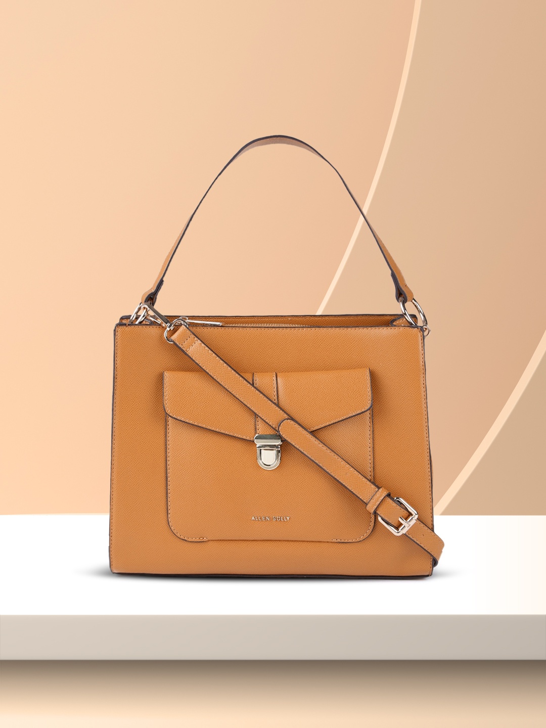 

Allen Solly Tan Brown Solid Hobo Bag