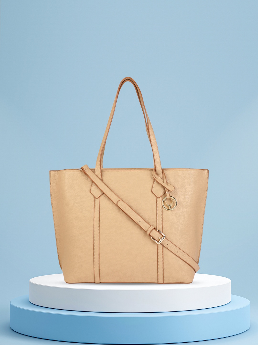 

Allen Solly Beige Solid Structured Shoulder Bag