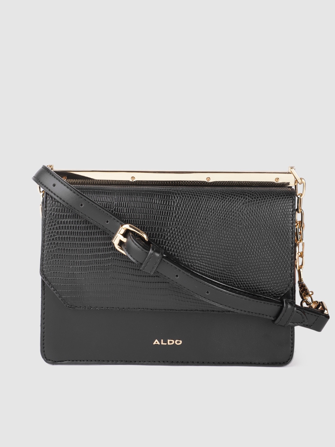 

ALDO Black Snakeskin Textured Sling Bag