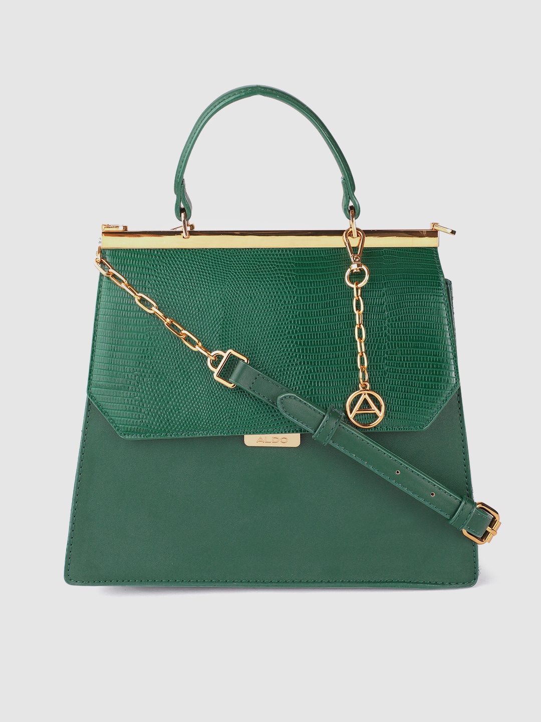 

ALDO Green Animal Textured Structured Satchel Bag