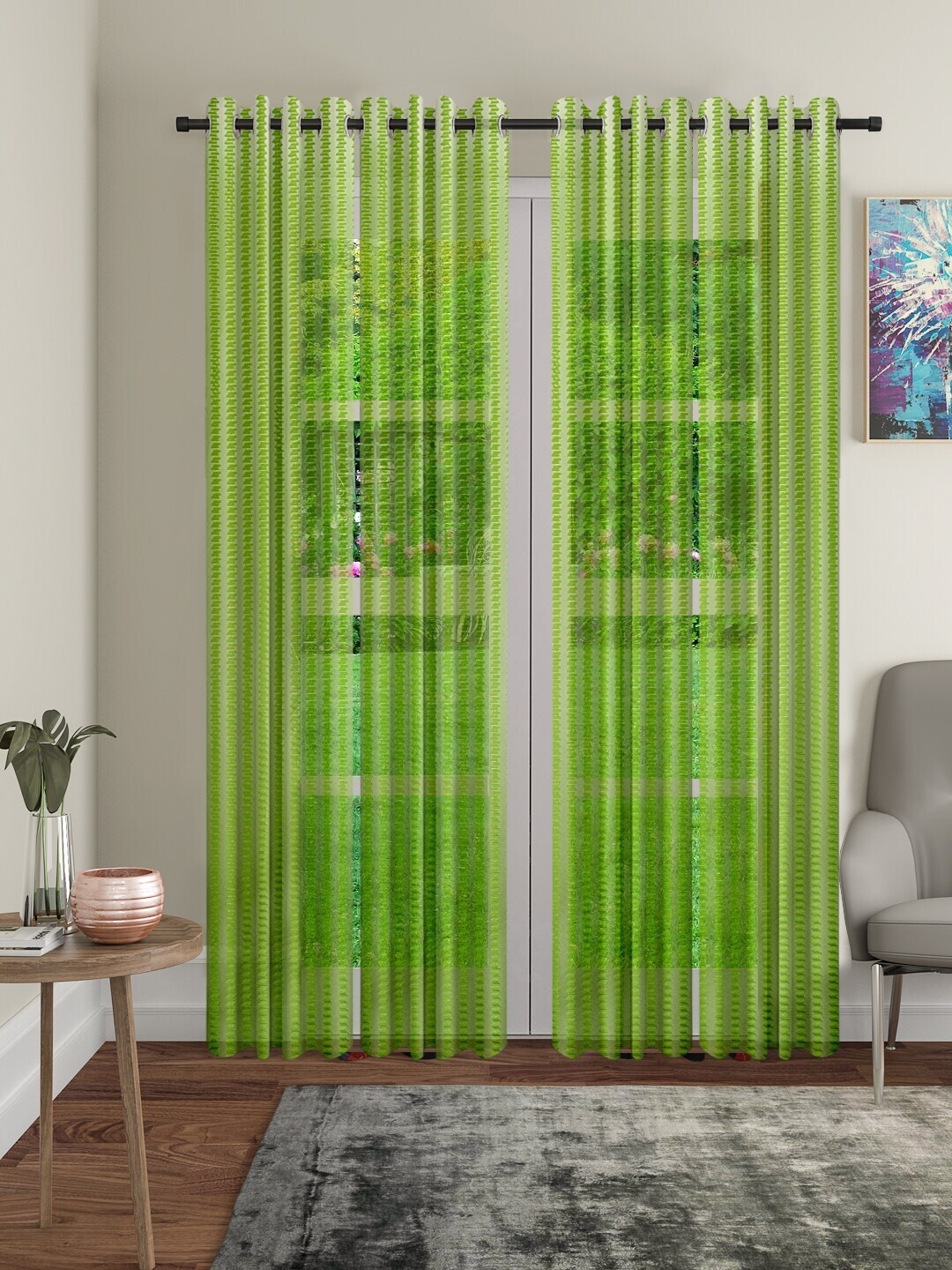 

Cortina Green Set of 4 Sheer Door Curtains