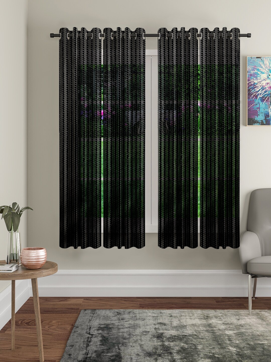 

Cortina Black Set of 4 Sheer Window Curtains