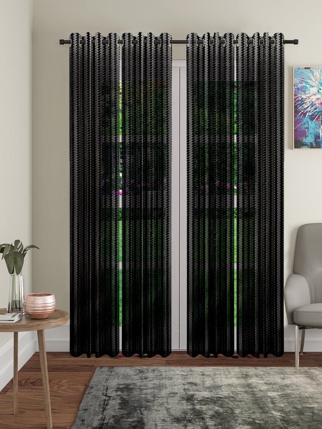 

Cortina Black Set of 4 Door Curtains