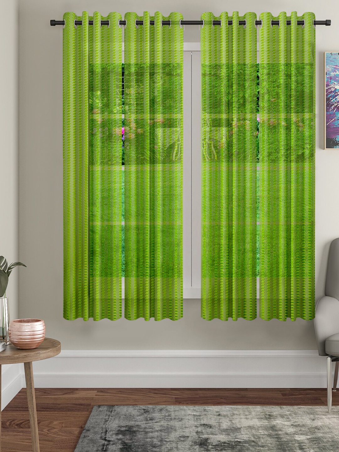 

Cortina Green Set of 4 Sheer Window Curtains