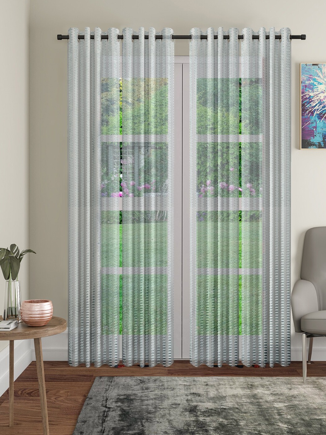 

Cortina Grey Set of 4 Sheer Long Door Curtains