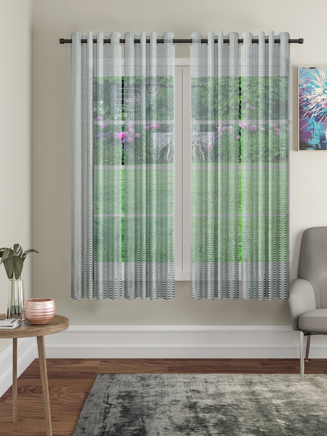 

Cortina Grey Set of 4 Sheer Window Curtains