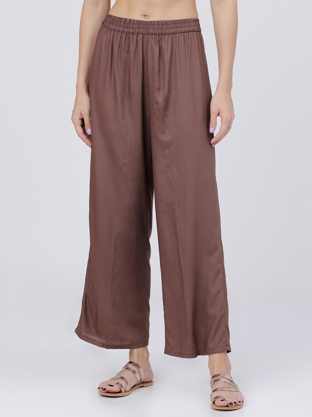 

Vishudh Women Brown Solid Wide Leg Palazzos