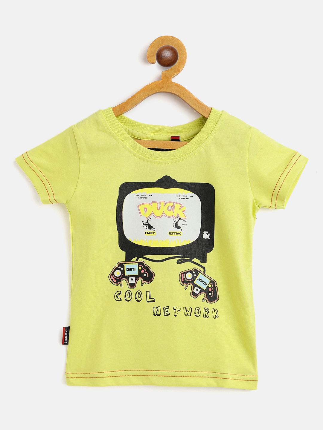 

Gini and Jony Boys Yellow Typography Printed Cotton T-shirt