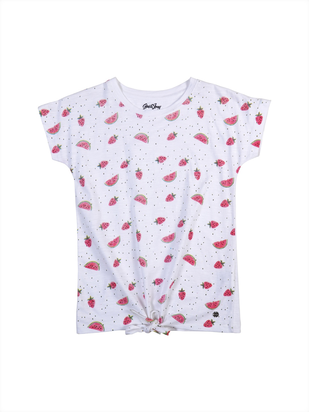 

Gini and Jony White & Pink Knitted Regular Top