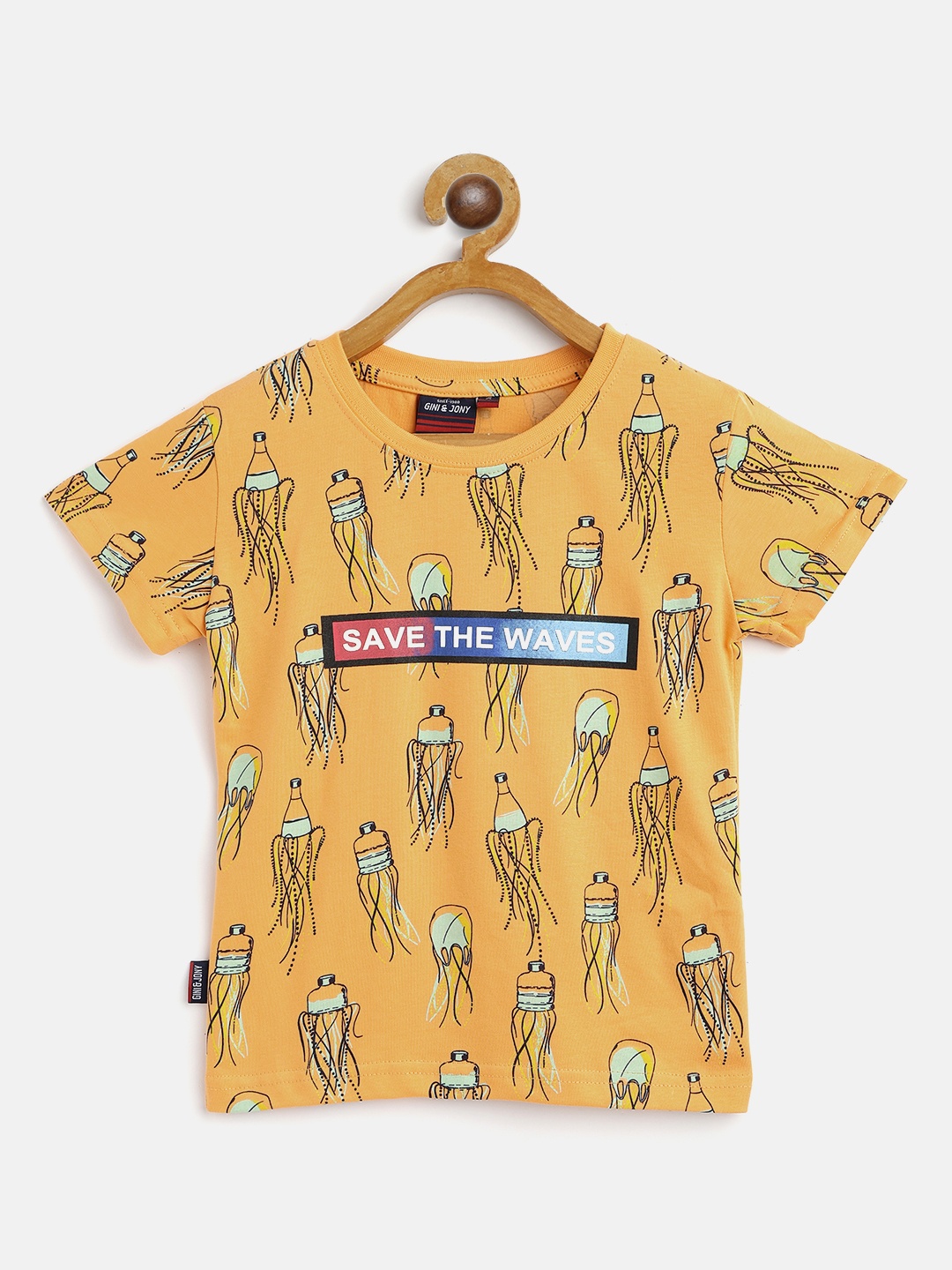 

Gini and Jony Boys Orange Printed T-shirt