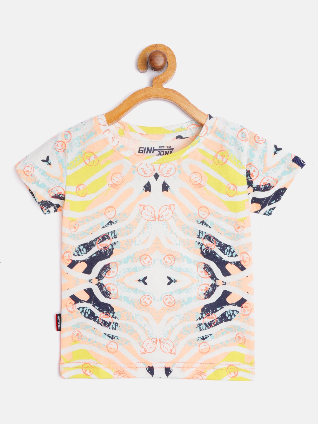 

Gini and Jony Infant Boys Multicoloured Cotton Abstract Printed T-shirt, Multi